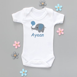 Babys First Personalised Vest Boys Elephant Bodysuit Gift