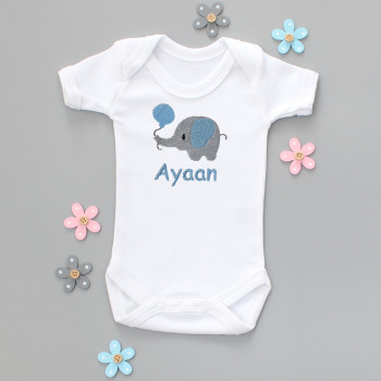 Babys First Personalised Vest Boys Elephant Bodysuit Gift
