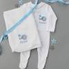 Baby Boys Gift Set Elephant Personalised Sleepsuit Blanket and Ribbon