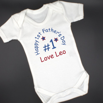 Personalised 1st Fathers Day Babygrow Baby Vest Bodysuit Gift