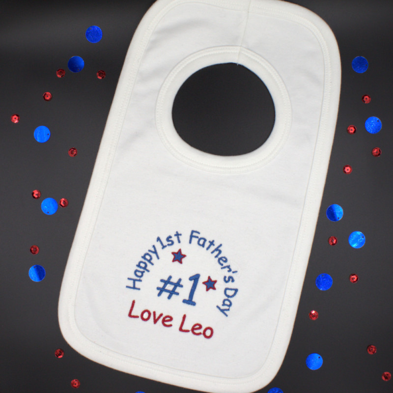 1st Fathers Day Bib Personalised Baby Bibs boys or girls
