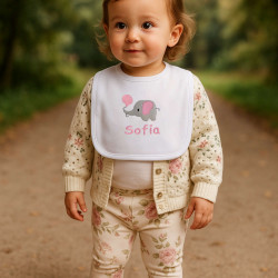 Girls First Baby Bib Personalised Elephant Bib