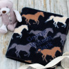 Personalised Pram Baby Fleece Navy Horses Blanket