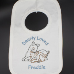Baby Bib Embroidered Dearly Loved Personalised Bib