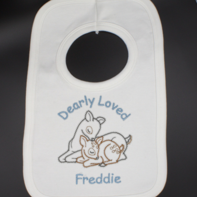Baby Bib Embroidered Dearly Loved Personalised Bib