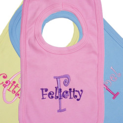 Personalised Baby Bib Embroidered Name and Initial