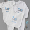 Baby Boy Elephant Gift Set Personalised Sleepsuit Vest and Bib