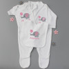 Baby Girls Elephant Gift Set Personalised Sleepsuit Vest and Bib