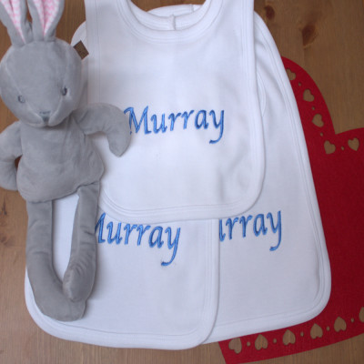 Personalised Bib Set 3 Cotton Popover Baby Bibs