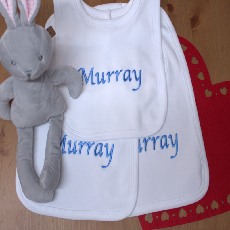 Personalised Bib Set 3 Cotton Popover Baby Bibs