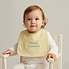 personalised baby bib yellow embroidered name