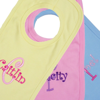 Personalised Baby Bib Name Initial Embroidery