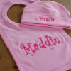 Personalised Bib and Hat Baby Pink Hat and Bib Gift Set