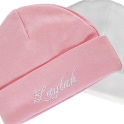 Personalised Baby Hats Pink Cotton Baby Hat