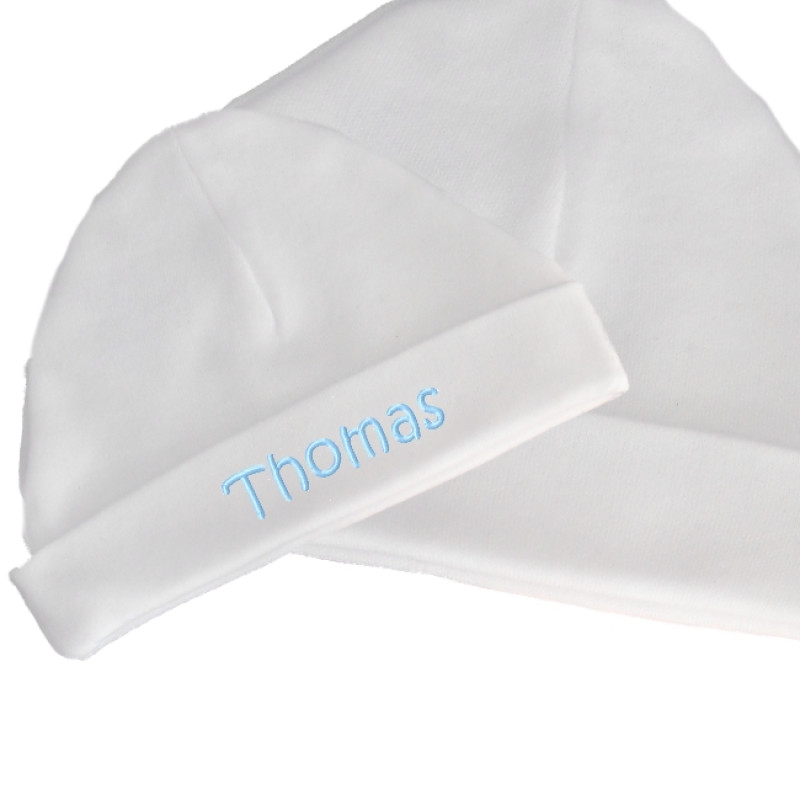 Premature or Newborn Baby Hats Personalised Pair of White Hats