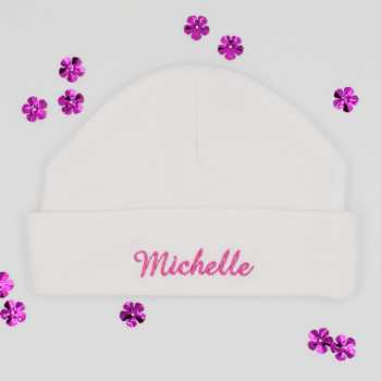 Personalised Baby Hat White Cotton Baby Hat