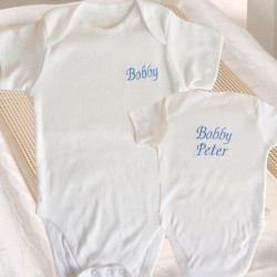 Personalised Baby Grow Vest Babies Name Embroidered