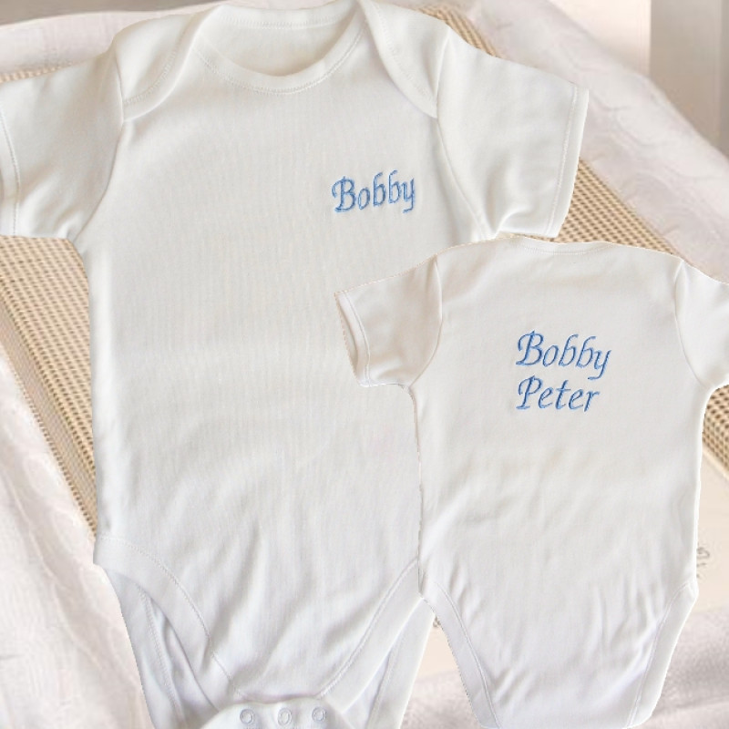 Personalised Baby Grow Vest Babies Name Embroidered