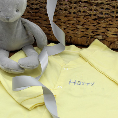 Personalised Yellow Sleepsuit Yellow Baby Sleepsuit