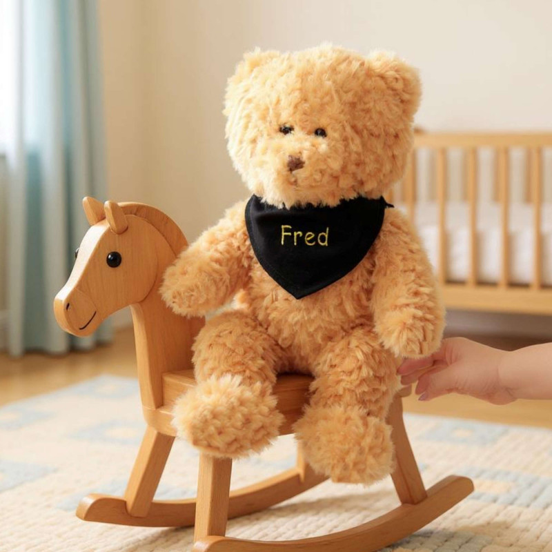 Personalised Bear Gift Teddy with Black Scarf