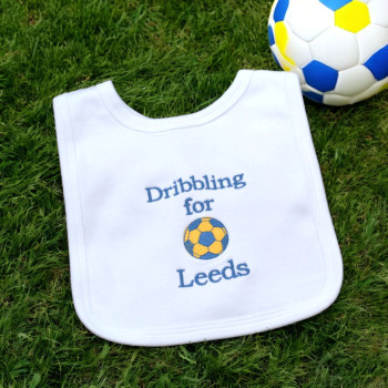 Football Baby Bib Personalised Team White Baby Bib