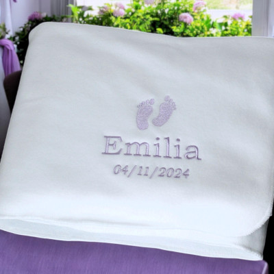 Personalised Baby Blanket Newborn Baby Feet EmbroideredGift