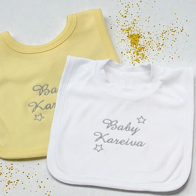Personalised Baby Bib Set Embroidered Gift Bibs