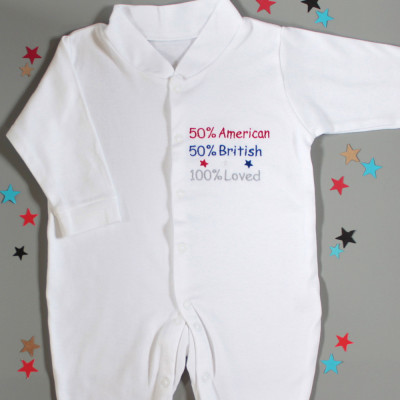 Personalised Baby Sleepsuit Dual Nationality Long Sleeved Suit