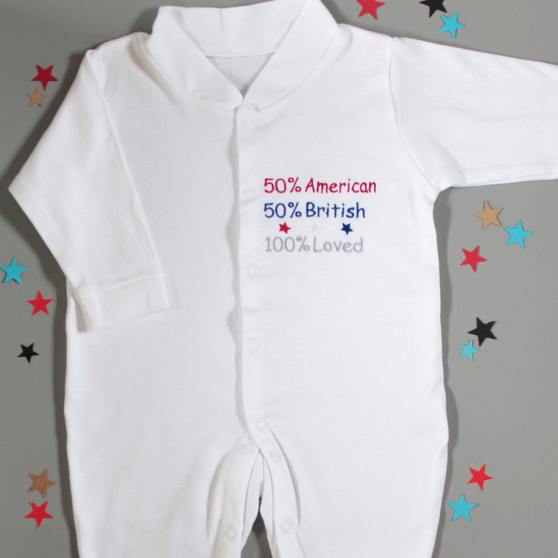 Personalised Baby Sleepsuit Dual Nationality Long Sleeved Suit