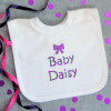 Personalised Baby Bib Embroidered Bow Baby Bib Gift