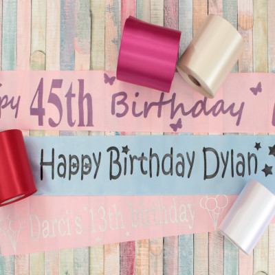 Personalised Party Banners Birthday Anniversary Decorative Ribbon
