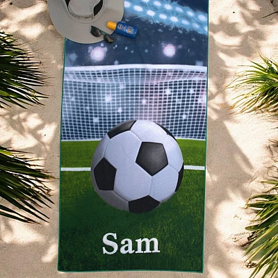 Personalised Football Towel with Name – Kids Sports Beach Towel Gift Personalised Football Towel with Name – Kids Sports Beach Towel Gift