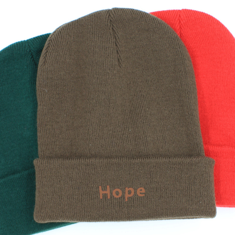 Personalised Beanie Hat Dark Brown Cuffed Winter Hat