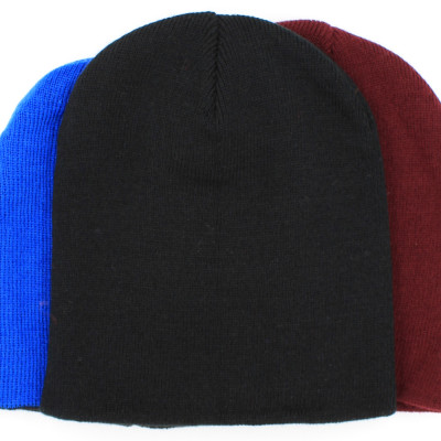 Beanie Hat No Cuff Black Knit Hat
