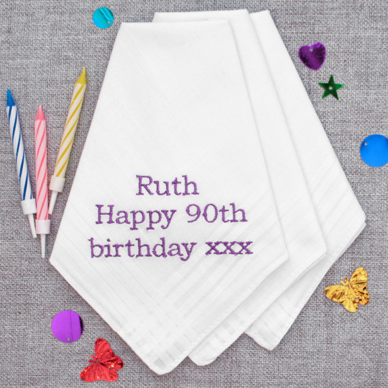 Birthday Handkerchiefs Gift of 3 Ladies Hankies