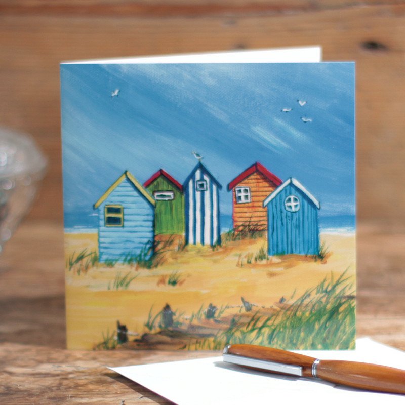 Beach Hut Greetings Card Seaside Card Blank Inside