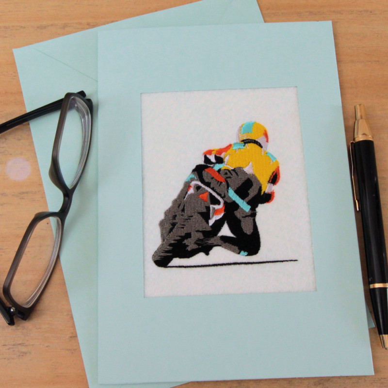 Embroidered Birthday Card Sports Bike Motorcycle