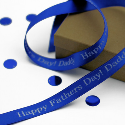 Fathers Day Satin Ribbon Printed Personalised Ribbons 15mm