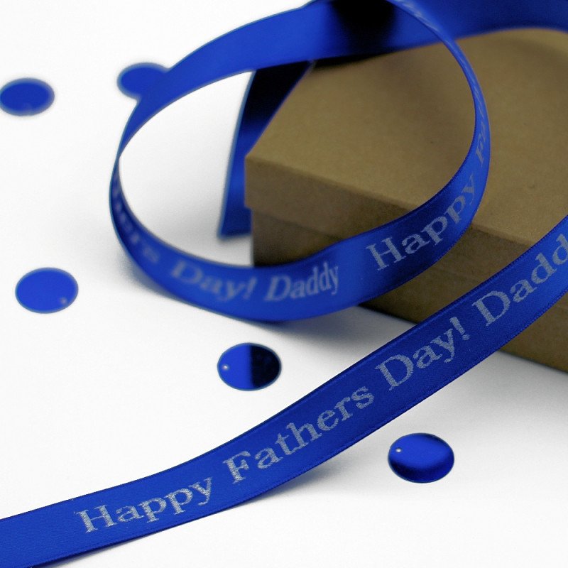 Fathers Day Satin Ribbon Printed Personalised Ribbons 15mm