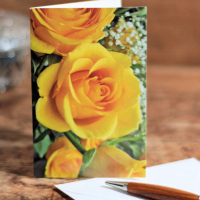Flowers Note Card Yellow Rose Card Blank Inside