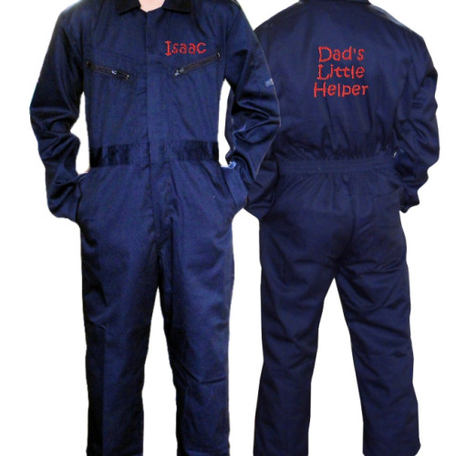 Childrens Personalised Overalls Coveralls Navy 6-7 yrs