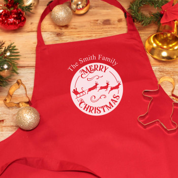 Personalised Christmas Apron Family Name Printed Baking Apron