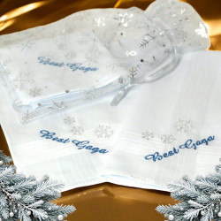 Personalised Christmas Handkerchiefs Silver Snowflakes Set of 3 Hankies