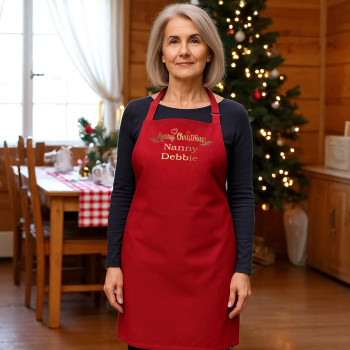 Merry Christmas Apron Personalised Printed Red Baking Apron