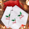 Personalised Christmas Hankies Holly Handkerchiefs Gift Set of 3