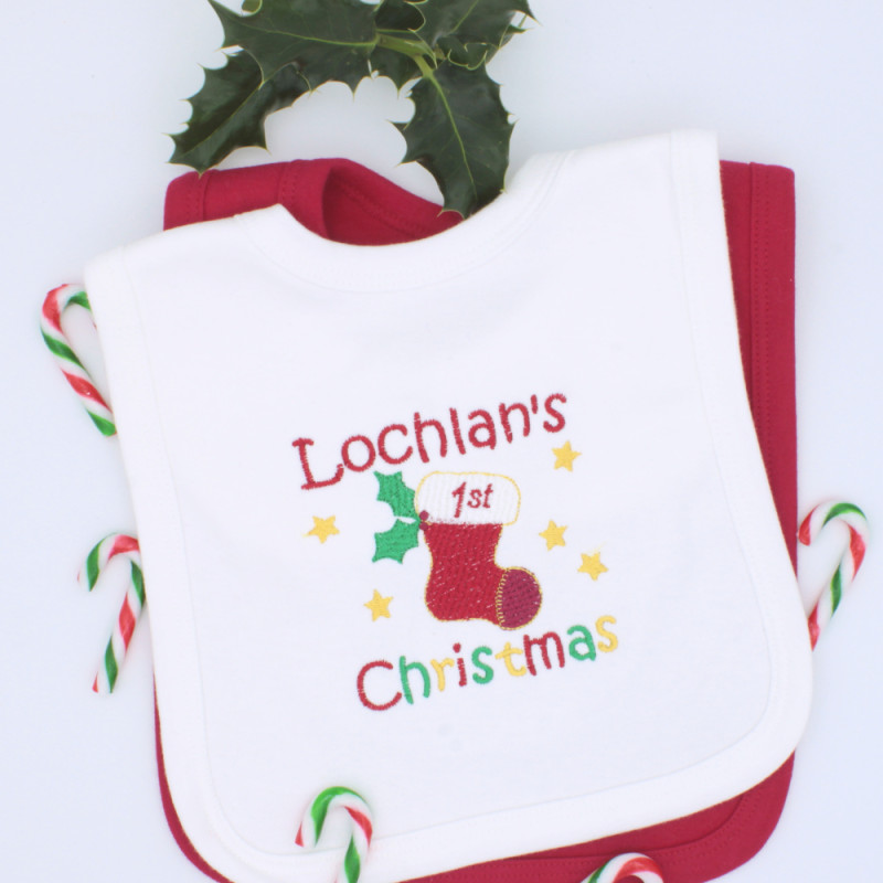 Christmas Baby Bib 1st Christmas Personalised Bib