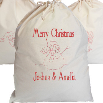 Personalised Christmas Sack Printed Snowman Sack