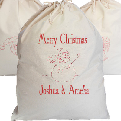 Personalised Christmas Sack Printed Snowman Sack