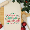 Christmas Tea Towels Holly Jolly Embroidery Tea Towel