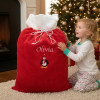 Personalised Christmas Sack Plush Fur Embroidered Penguin Sack